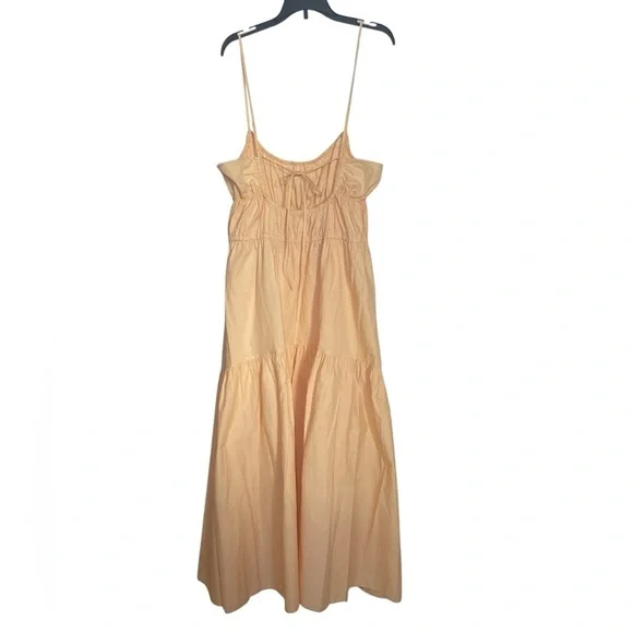Vince ruched tiered midi dress in peach sz XL - Picture 3 of 12
